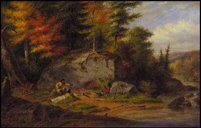 Cornelius Krieghoff Chippewa Indians at a Portage oil painting image